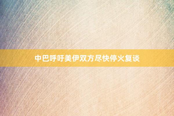中巴呼吁美伊双方尽快停火复谈