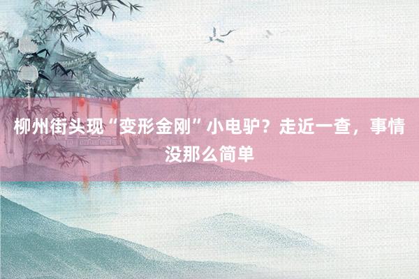 柳州街头现“变形金刚”小电驴？走近一查，事情没那么简单
