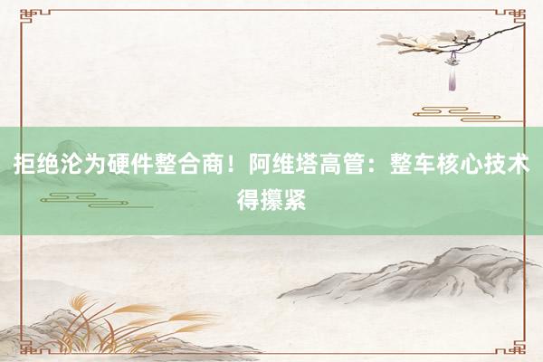 拒绝沦为硬件整合商！阿维塔高管：整车核心技术得攥紧