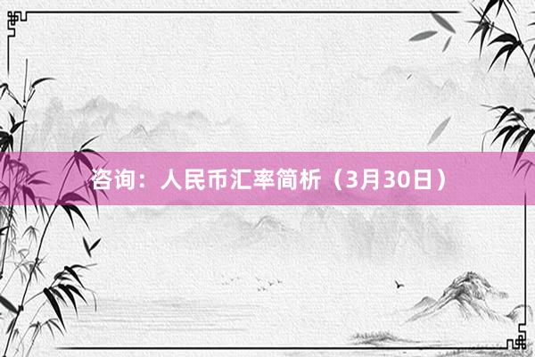 咨询：人民币汇率简析（3月30日）