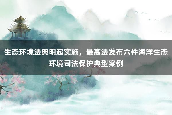 生态环境法典明起实施，最高法发布六件海洋生态环境司法保护典型案例