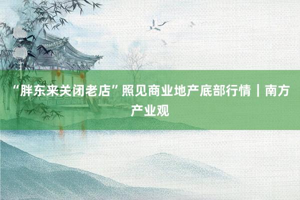 “胖东来关闭老店”照见商业地产底部行情｜南方产业观