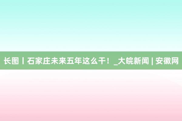 长图丨石家庄未来五年这么干！_大皖新闻 | 安徽网