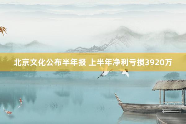 北京文化公布半年报 上半年净利亏损3920万
