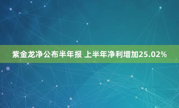 紫金龙净公布半年报 上半年净利增加25.02%