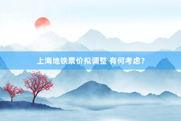 上海地铁票价拟调整 有何考虑？