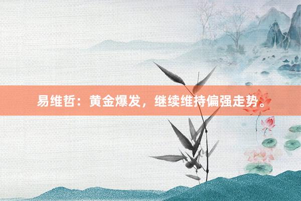 易维哲：黄金爆发，继续维持偏强走势。