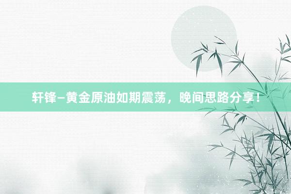 轩锋—黄金原油如期震荡，晚间思路分享！