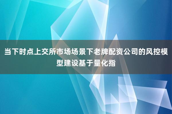 当下时点上交所市场场景下老牌配资公司的风控模型建设基于量化指