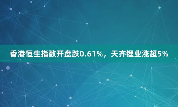 香港恒生指数开盘跌0.61%，天齐锂业涨超5%