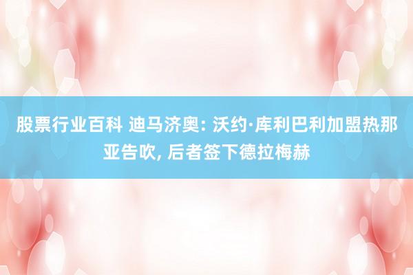 股票行业百科 迪马济奥: 沃约·库利巴利加盟热那亚告吹, 后者签下德拉梅赫
