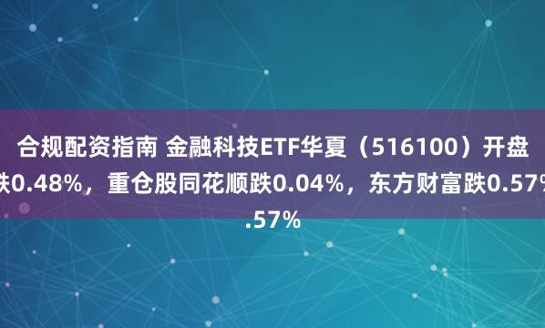 合规配资指南 金融科技ETF华夏（516100）开盘跌0.48%，重仓股同花顺跌0.04%，东方财富跌0.57%