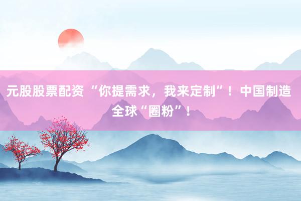 元股股票配资 “你提需求，我来定制”！中国制造 全球“圈粉”！