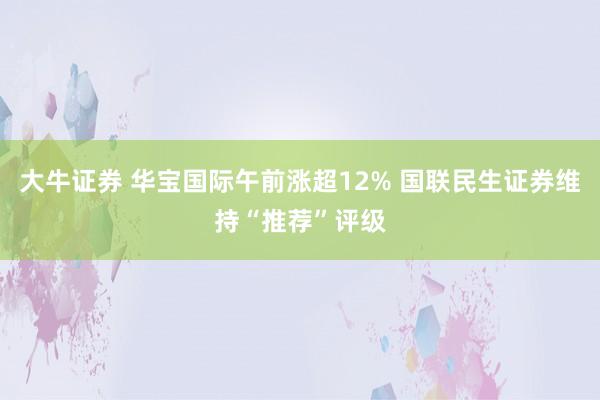 大牛证券 华宝国际午前涨超12% 国联民生证券维持“推荐”评级