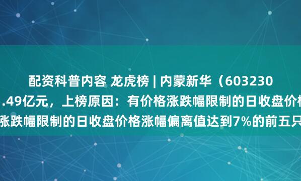 配资科普内容 龙虎榜 | 内蒙新华（603230）涨停，卖出前5共卖出1.49亿元，上榜原因：有价格涨跌幅限制的日收盘价格涨幅偏离值达到7%的前五只证券