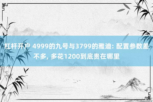 杠杆开户 4999的九号与3799的雅迪: 配置参数差不多, 多花1200到底贵在哪里