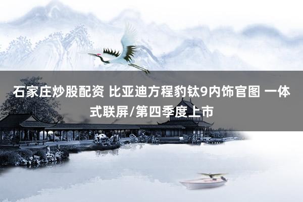 石家庄炒股配资 比亚迪方程豹钛9内饰官图 一体式联屏/第四季度上市