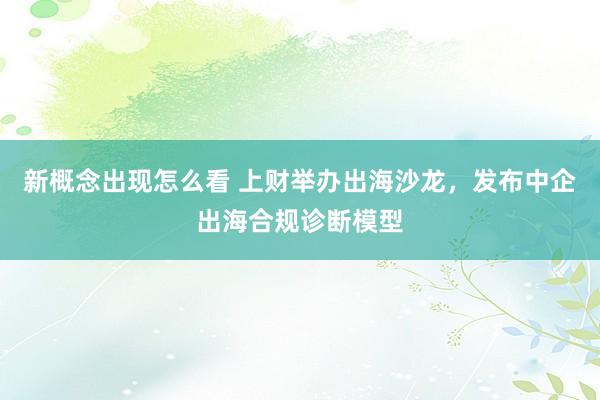 新概念出现怎么看 上财举办出海沙龙，发布中企出海合规诊断模型