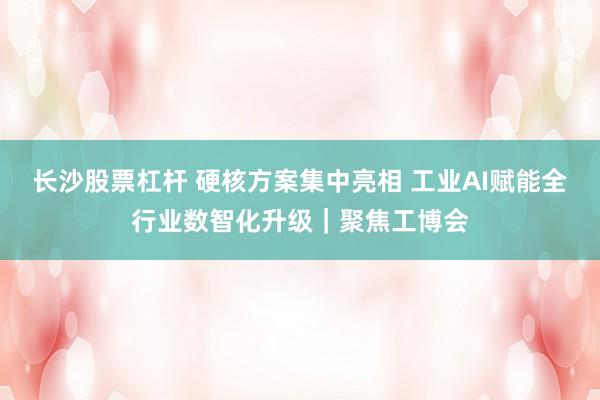 长沙股票杠杆 硬核方案集中亮相 工业AI赋能全行业数智化升级｜聚焦工博会